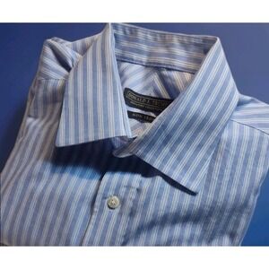 President Donald J. Trump Shirt Men's‎ 15.5 32/33 Large Blue Striped 1530